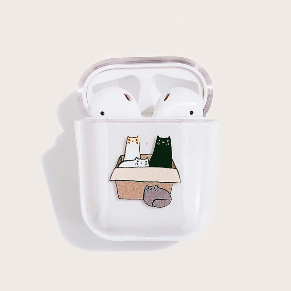 

Прозрачный чехол для AirPods с принтом кошки