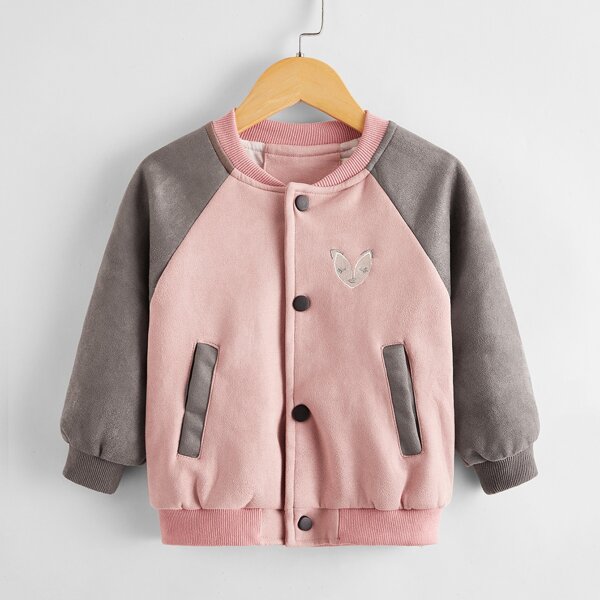 

Toddler Girls Colorblock Button Through Bomber Jacket, Multicolor