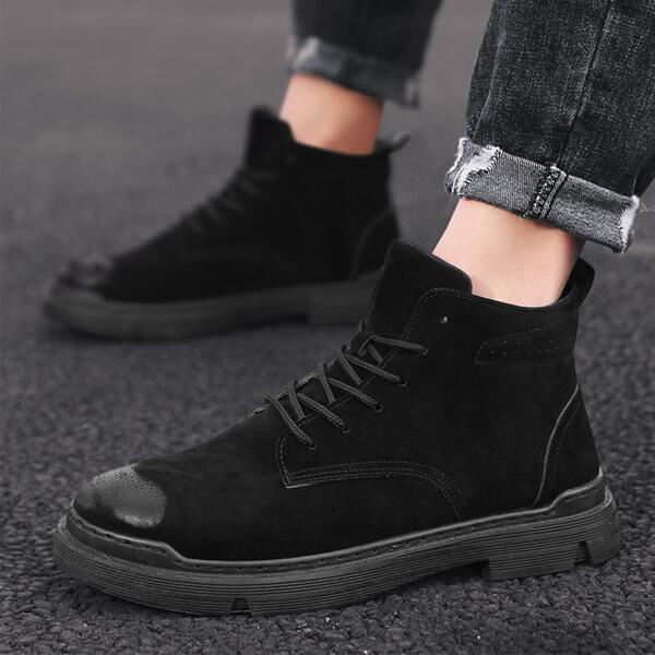 

Men Lace-up Front Ankle Boots, Black