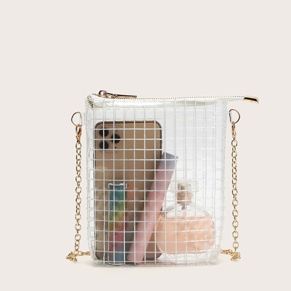 

Clear Chain Bag, White