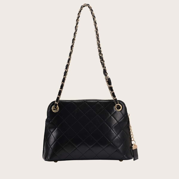 

Quilted Chain Shoulder Bag, Black