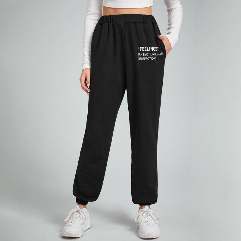 

Letter High Waist Sweatpants, Black