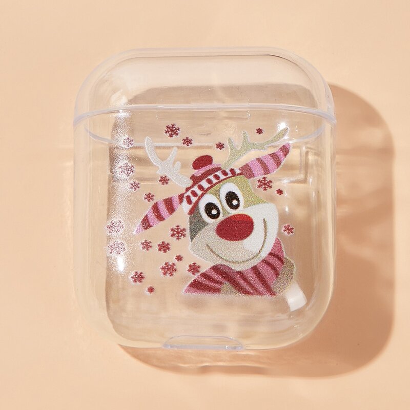 

Christmas Deer Clear AirPods Case, Red