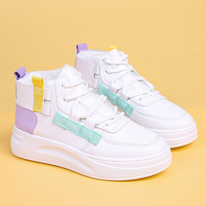 

Colorblock Lace-up High Top Sneakers, White
