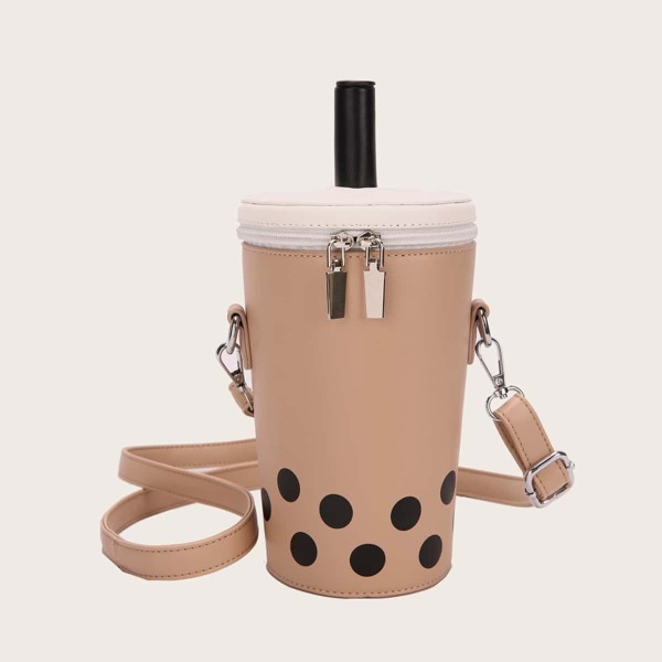 

Bubble Tea Cup Shaped Crossbody Bag, Khaki