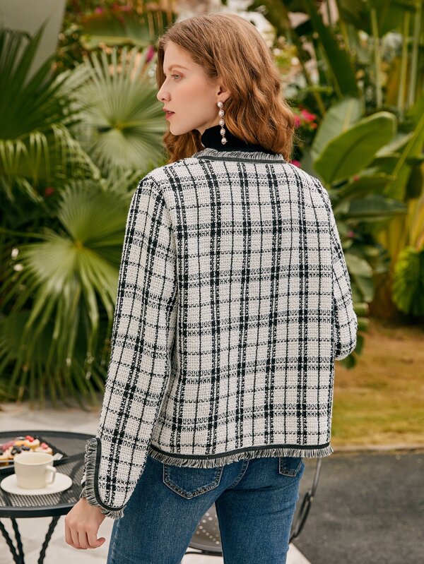 frayed edge tweed jacket