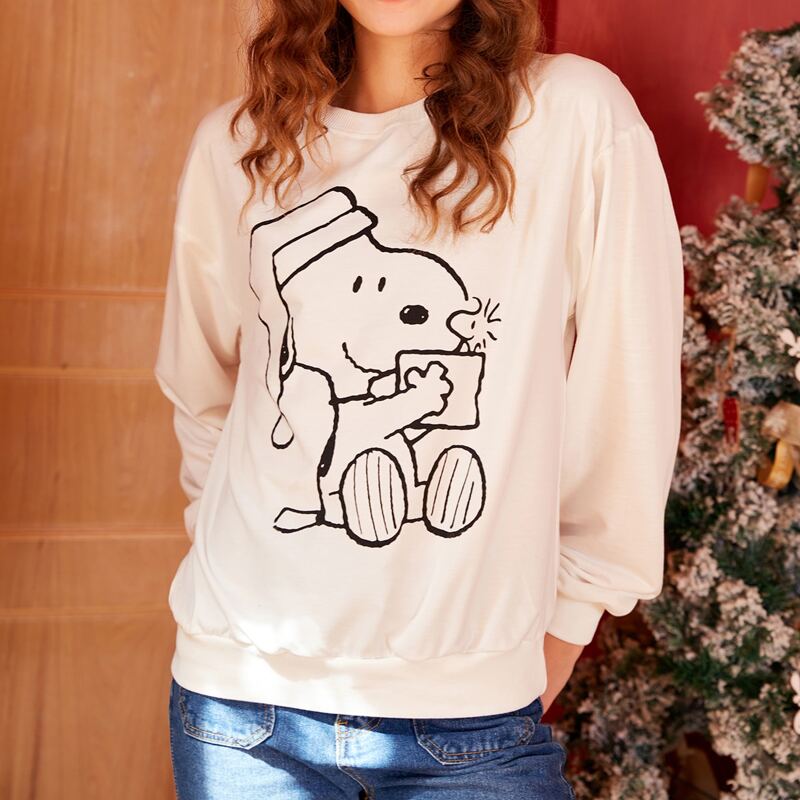 

ROMWE X PEANUTS Christmas Sweatshirt, White