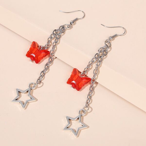 

Butterfly & Star Charm Chain Drop Earrings, Multicolor