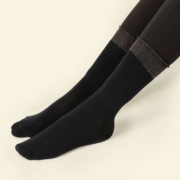 

Golden Silk Cuffed Socks, Black