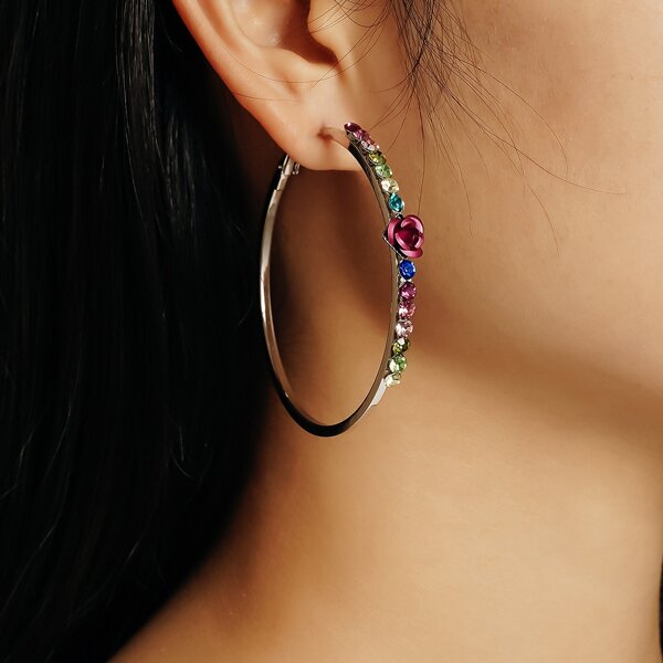 

Rhinestone Hoop Earrings, Multicolor