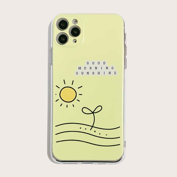 

Sun & Letter Graphic iPhone Case, Yellow