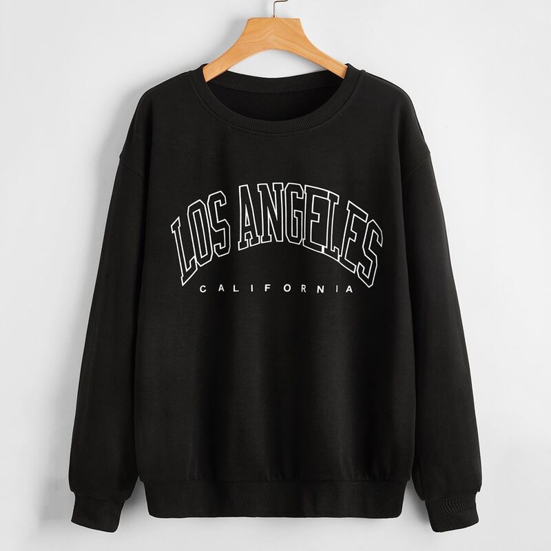 

Letter Drop Shoulder Sweatshirt, Black