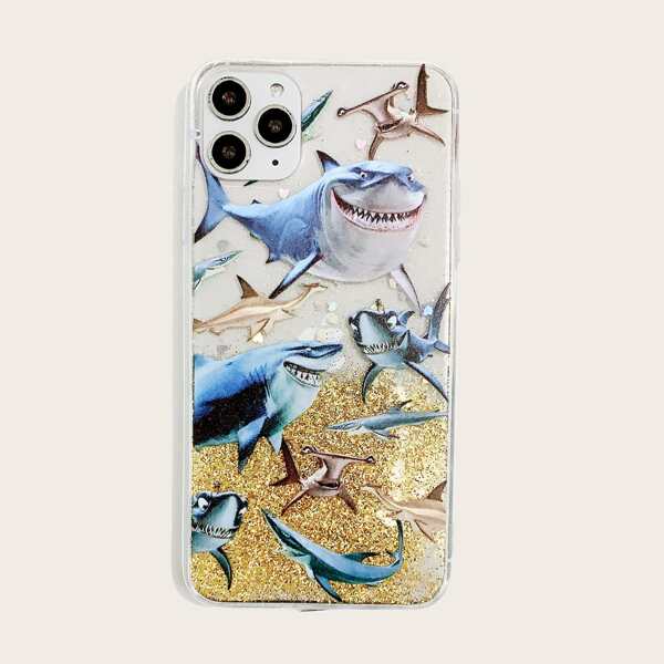 

Shark Print Glitter iPhone Case, Multicolor