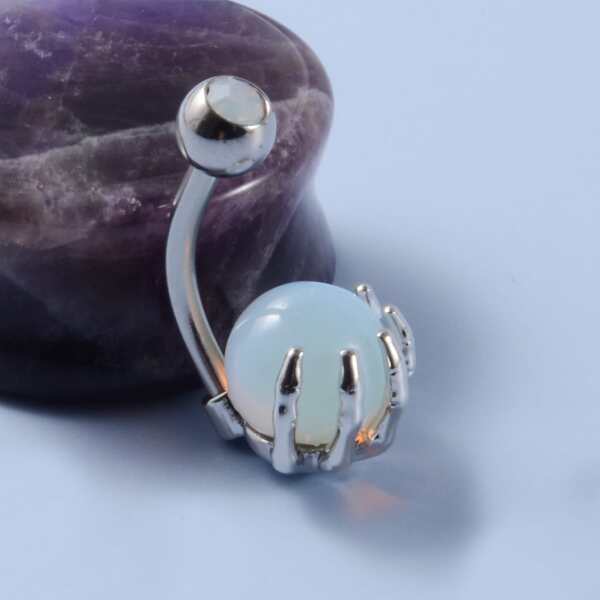 

Men Round Decor Belly Bar, White