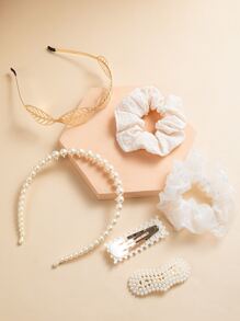 6pcs Faux Pearl Decor Hair Accessory
