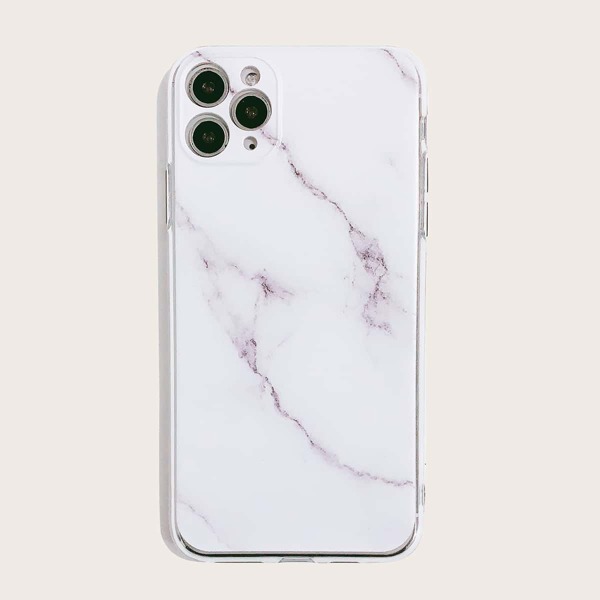 

Прозрачный чехол для iPhone с мраморным принтом, Белый