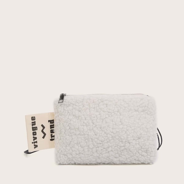 

Minimalist Fuzzy Crossbody Bag, White