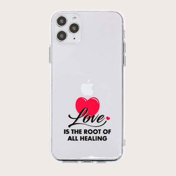 

Heart & Letter Graphic Transparent iPhone Case, Clear