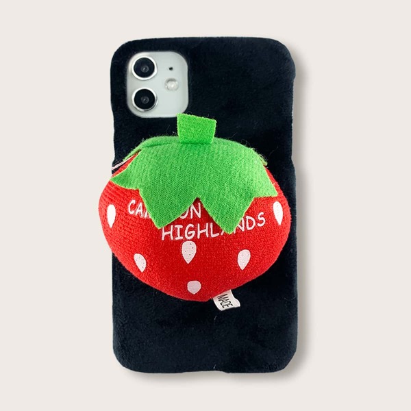 

Плюшевый чехол для iPhone с клубникой, Многоцветный