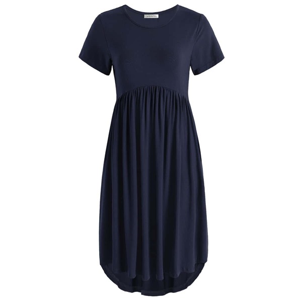 

High Low Hem Slant Pocket Dress, Navy blue