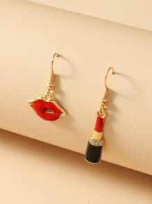 Women Fashion Red Lip Dangle Earrings - Red - View 1