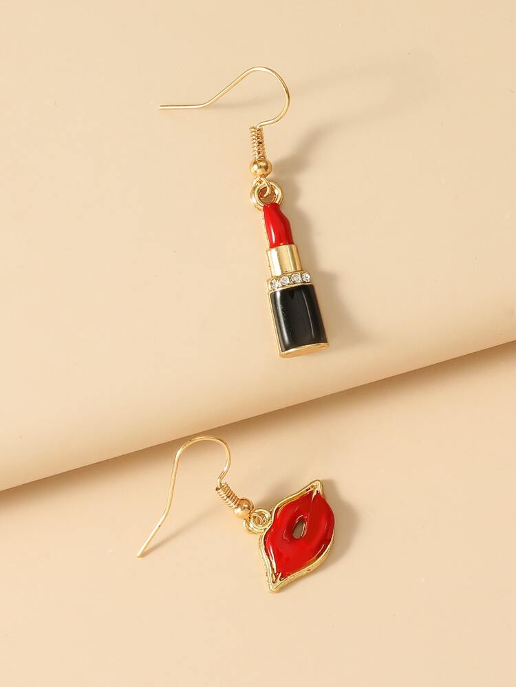 Women Fashion Red Lip Dangle Earrings