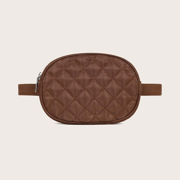 

Quilted Fanny Pack, Coffee brown