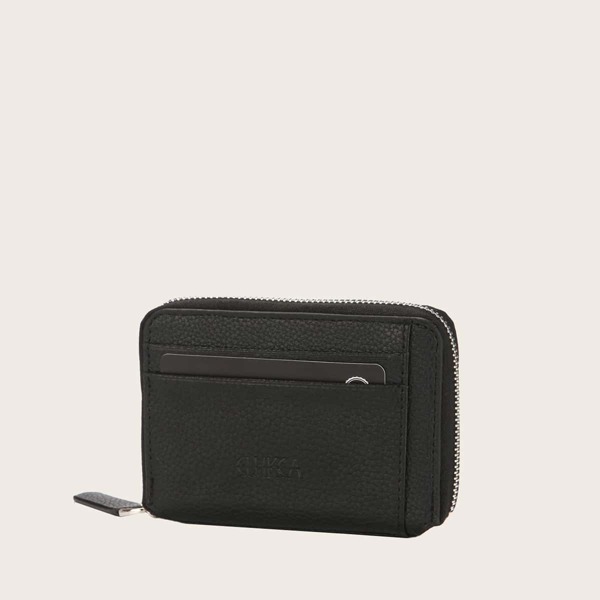 

Litchi Embossed Short Purse, Black
