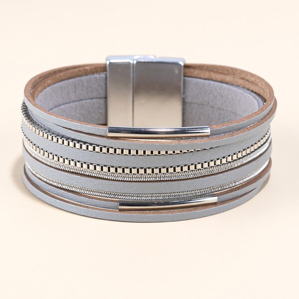 

Magnetic Buckle Wide Bracelet, Silver
