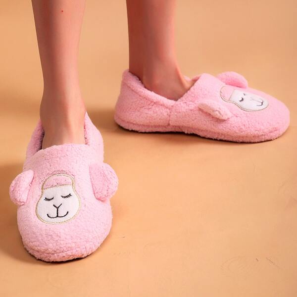 

Cartoon Design Fluffy Slippers, Pink
