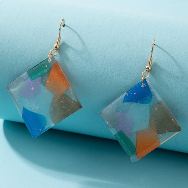

Geo Drop Earrings, Multicolor