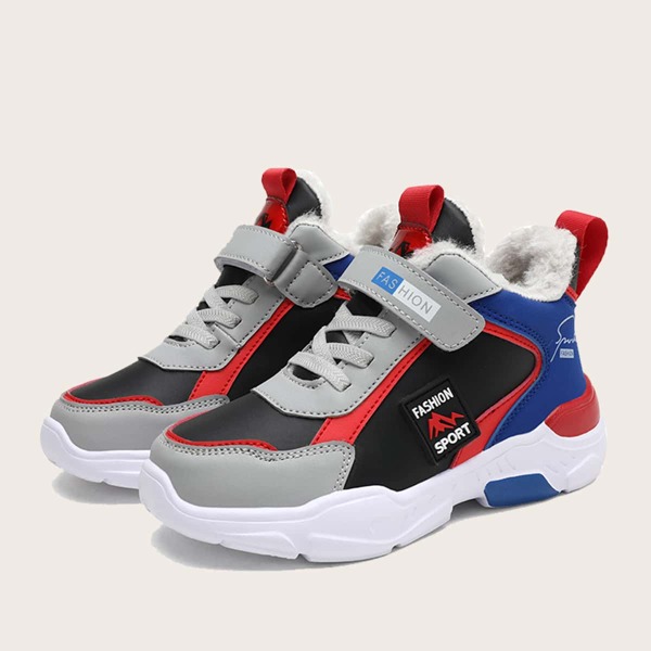 

Boys Color Block Velcro Strap Sneakers, Light grey