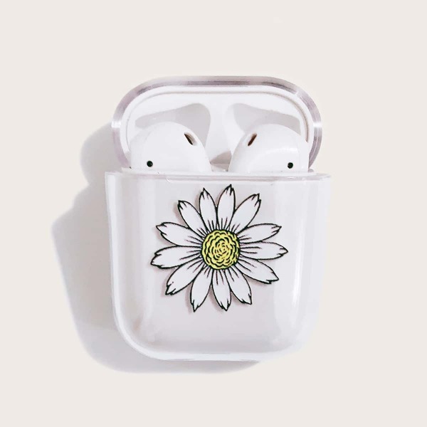 

Прозрачный чехол для AirPods с цветочным принтом