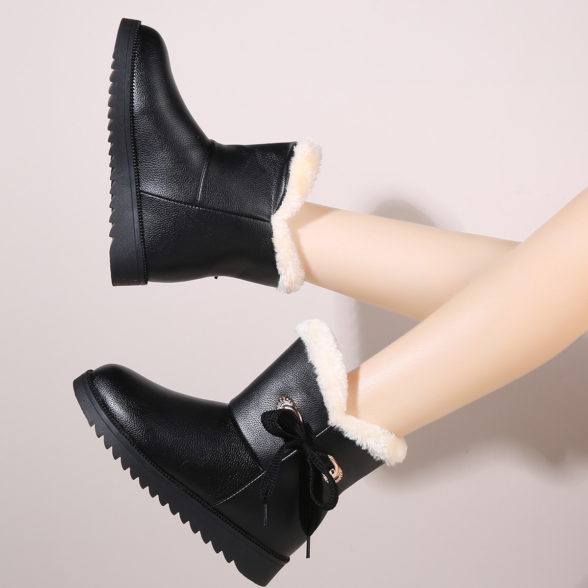 Image of Minimalist Tie Decor Snow Boots