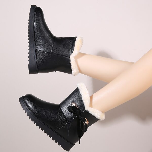 

Minimalist Tie Decor Snow Boots, Black