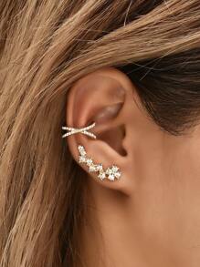 3pcs Rhinestone Decor Earrings