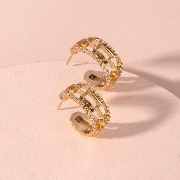 

Hollow Out Cuff Hoop Earrings, Gold