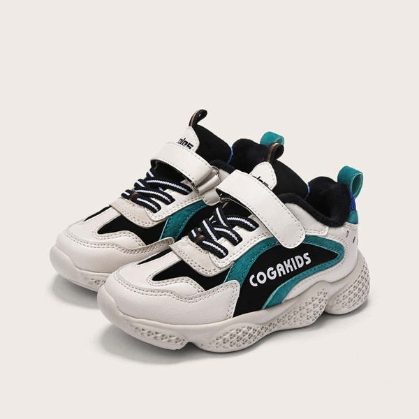 

Boys Colorblock Velcro Strap Chunky Sneakers, Beige