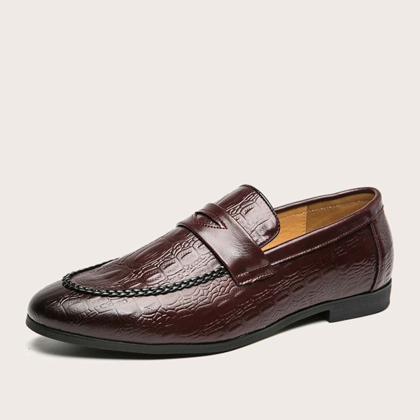

Men Croc Embossed Loafers, Burgundy