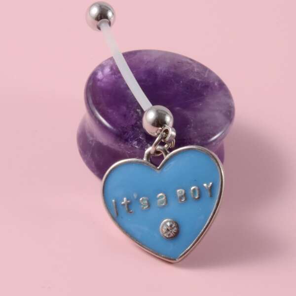

Rhinestone Heart Decor Belly Ring, Blue