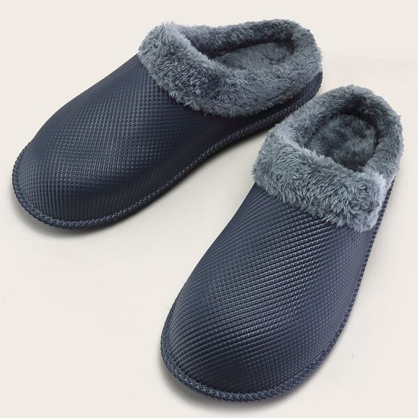 

Men Textured Wide Flip Fluffy Slippers, Grey
