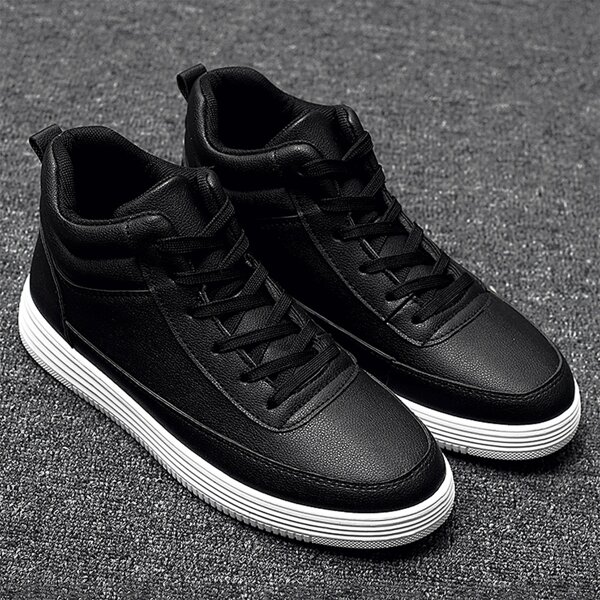 

Men Lace-up Front High Top Sneakers, Black
