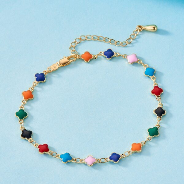 

Colorful Clover Decor Bracelet, Multicolor