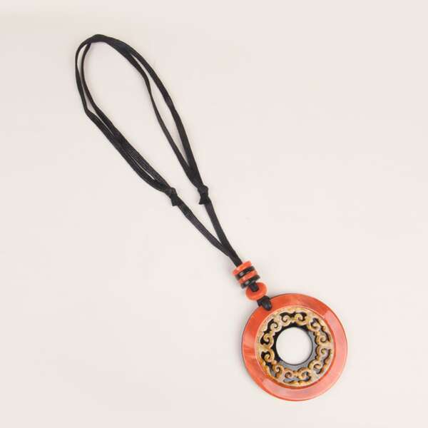 

Round Charm Necklace, Orange