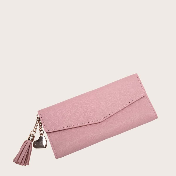 

Tassel Decor Fold Over Purse, Pink