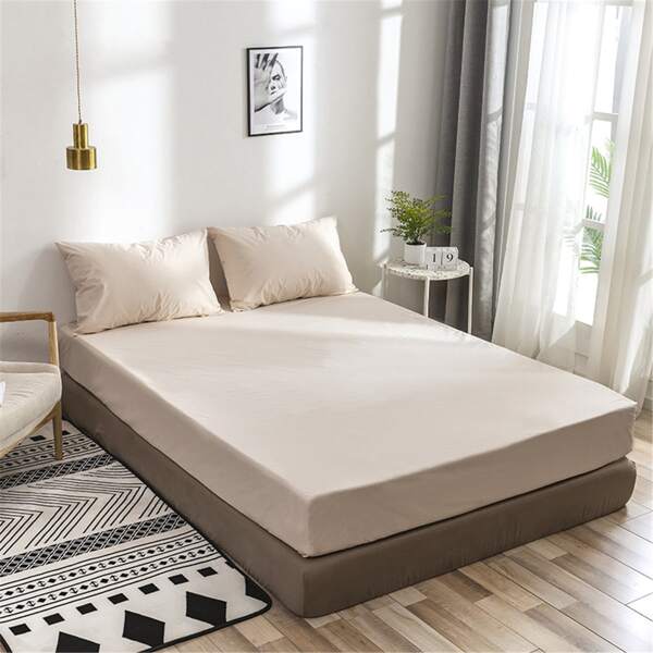 

Kids Plain Waterproof Fitted Sheet, Beige