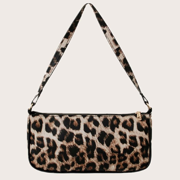 

Leopard Print Baguette Bag, Brown