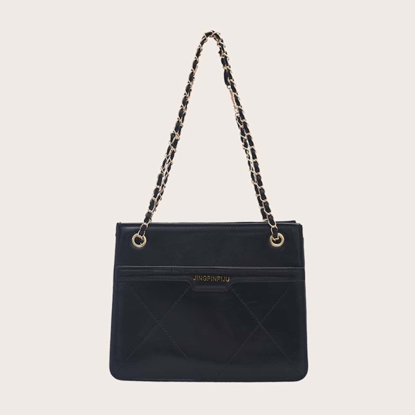 

Stitch Detail Chain Shoulder Bag, Black