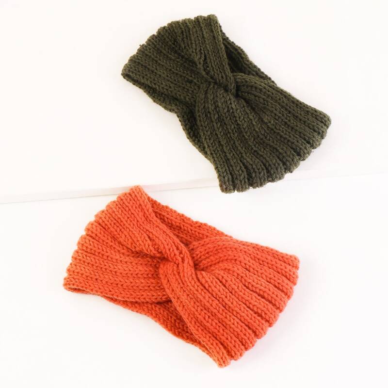

2pcs Plain Knit Headband, Multicolor