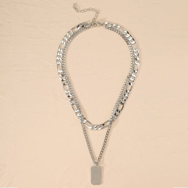 

Geometric Charm Layered Necklace, Silver